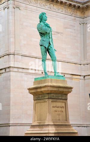 Nathan Hale statua, Wadsworth Ateneo, Hartford, Connecticut Foto Stock