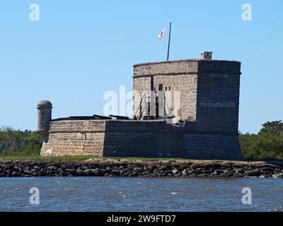 Fort Matanzas National Monument, Florida, Stati Uniti - 7 dicembre 2016: Piccolo forte spagnolo che difendeva l'accesso meridionale a St. Augustine. Foto Stock