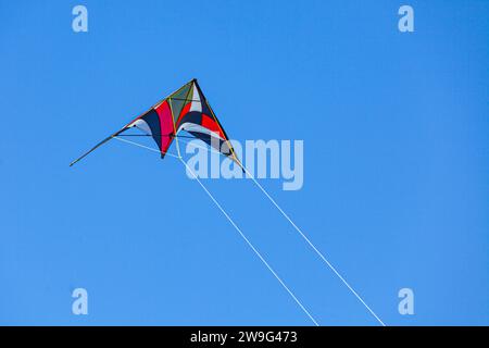 Aquilone contro un cielo blu a Steveston, Columbia Britannica, Canada Foto Stock