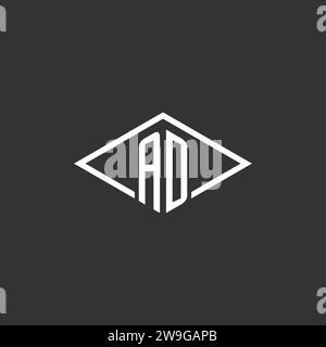 Monogramma con logo ad Initials e semplice grafica vettoriale con design a linee diamantate Illustrazione Vettoriale