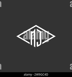 Monogramma con logo MJ iniziali e grafica vettoriale con design semplice a linee diamantate Illustrazione Vettoriale