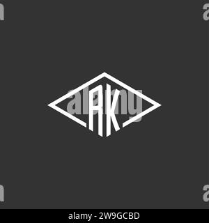 Monogramma con logo RK iniziali e grafica vettoriale con design semplice a linee diamantate Illustrazione Vettoriale