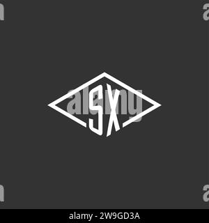 Monogramma con logo SX e semplice grafica vettoriale con design a linee diamantate Illustrazione Vettoriale