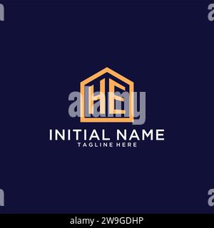 Logo iniziale con forma astratta per la casa, design moderno minimalista realistico con grafica vettoriale Illustrazione Vettoriale