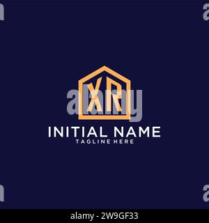 Logo XR iniziale con forma astratta per la casa, design moderno minimalista realistico con grafica vettoriale Illustrazione Vettoriale