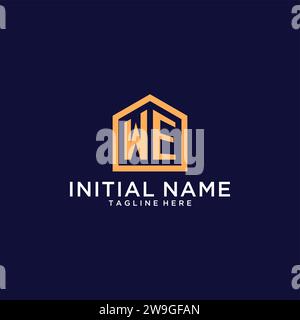 Logo WE iniziale con forma astratta per la casa, design moderno minimalista realistico con grafica vettoriale Illustrazione Vettoriale