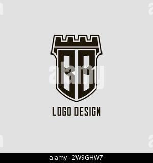 BB monogramma con logo Shield Fortress grafica vettoriale Illustrazione Vettoriale