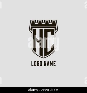 Monogramma HC con logo Shield Fortress grafica vettoriale Illustrazione Vettoriale