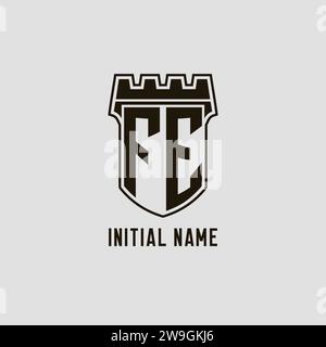 Monogramma FE con logo Shield Fortezza grafica vettoriale Illustrazione Vettoriale
