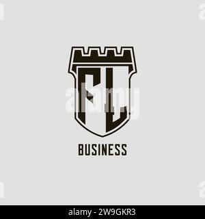 Monogramma FL con logo Shield Fortress grafica vettoriale Illustrazione Vettoriale