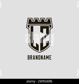 Monogramma LZ con logo Shield Fortress grafica vettoriale Illustrazione Vettoriale