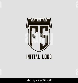 Monogramma FS con logo Shield Fortress grafica vettoriale Illustrazione Vettoriale