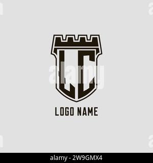 LC monogramma con logo Shield Fortress grafica vettoriale Illustrazione Vettoriale