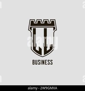 Monogramma LL con logo Shield Fortress, grafica vettoriale Illustrazione Vettoriale