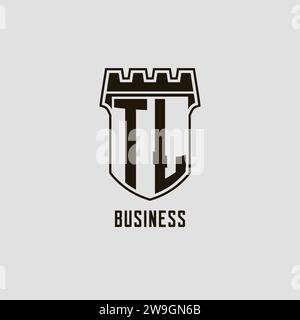 TL monogramma con logo Shield Fortress grafica vettoriale Illustrazione Vettoriale