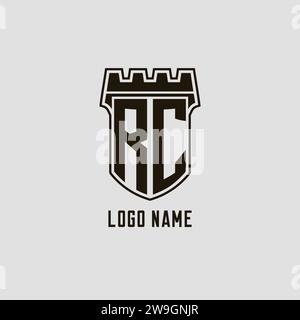 Monogramma RC con logo Shield Fortress grafica vettoriale Illustrazione Vettoriale