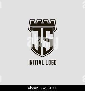 Monogramma JS con logo scudo Fortezza grafica vettoriale Illustrazione Vettoriale