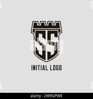 Monogramma SS con logo Shield Fortress grafica vettoriale Illustrazione Vettoriale