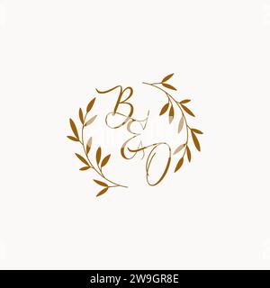 BO disegno iniziale del logo del monogramma nuziale Illustrazione Vettoriale