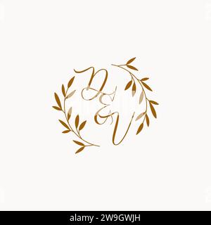 Design del logo del monogramma di matrimonio iniziale DV Illustrazione Vettoriale