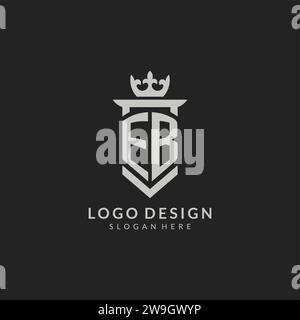Grafica vettoriale iniziale con scudo EB e logo corona Illustrazione Vettoriale