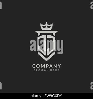 Grafica vettoriale dello scudo JJ iniziale e del logo della corona Illustrazione Vettoriale