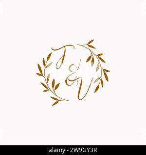 Design del logo del monogramma di matrimonio iniziale del TV Illustrazione Vettoriale