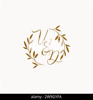Logo VD iniziale con monogramma nuziale Illustrazione Vettoriale