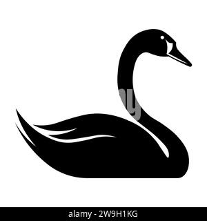 Icona vettoriale nera Swan su sfondo bianco Illustrazione Vettoriale