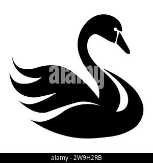 Icona vettoriale nera Swan su sfondo bianco Illustrazione Vettoriale