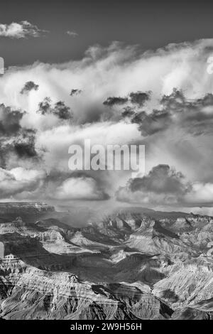 Nuvole tempestose si accumulano sul Grand Canyon nel Parco Nazionale del Grand Canyon in Arizona. Foto Stock