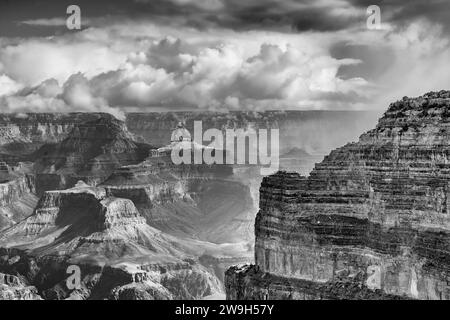 Nuvole tempestose si accumulano sul Grand Canyon nel Parco Nazionale del Grand Canyon in Arizona. Foto Stock