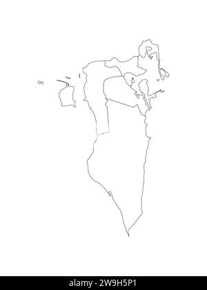 Mappa della silhouette vettoriale ad alta risoluzione del Bahrain e della grafica del contorno Illustrazione Vettoriale