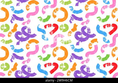 Stampa carta da parati grunge brillante con linee audaci e pennelli ondulati. Tratti curvi tracciati a carbone e linee ondulate. Ruvida organica Illustrazione Vettoriale