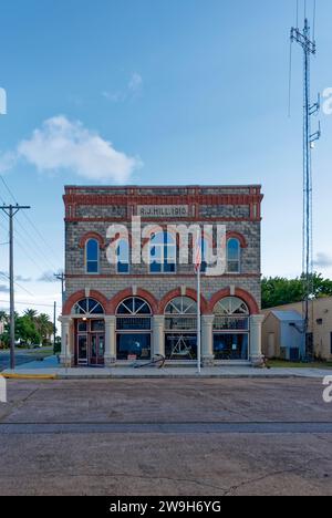 Il mattone costruito e tradizionale Nautical City by the Sea Museum nella piccola città costiera del Texas di Palacios in una sera di settembre. Foto Stock