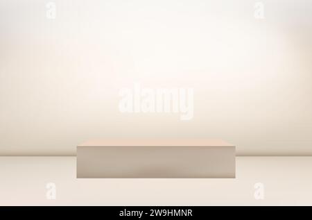Piedistallo 3D Empty Square Advertising vetrina sul podio, sfondo minimalista dello studio. Illustrazione Vettoriale