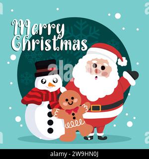 Carino natalizio con simpatici personaggi Vector Illustrazione Vettoriale
