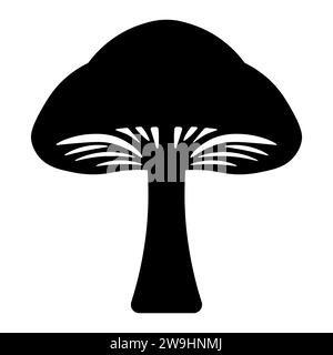Icona vettoriale nera a fungo su sfondo bianco Illustrazione Vettoriale