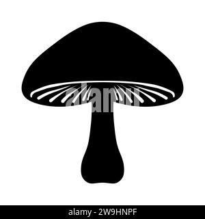 Icona vettoriale nera a fungo su sfondo bianco Illustrazione Vettoriale
