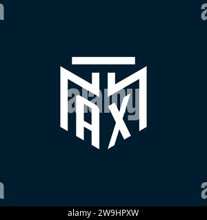 Logo iniziale monogramma AX con ispirazione astratta dal design geometrico Illustrazione Vettoriale