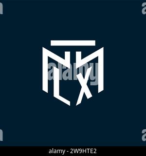Logo iniziale monogramma LX con ispirazione astratta dal design geometrico Illustrazione Vettoriale