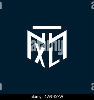 Logo iniziale monogramma XL con ispirazione astratta dal design geometrico Illustrazione Vettoriale