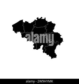 Mappa del Belgio High-Res Vector silhouette e Outline Graphic Illustrazione Vettoriale