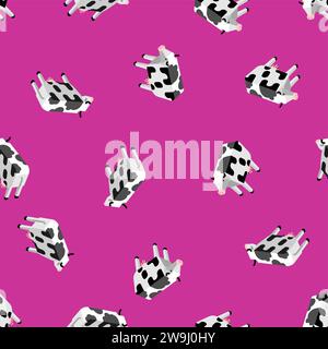 Modello isometrico mucca senza cuciture. Sfondo di animali da allevamento di mucche. Consistenza del bestiame Illustrazione Vettoriale
