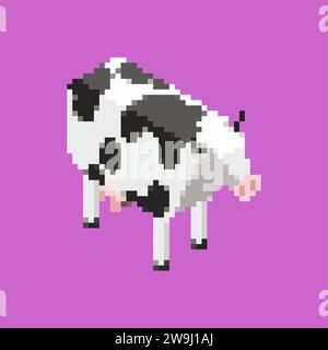 Mucca pixel art. Animale da fattoria a 8 bit. pixelato Illustrazione Vettoriale