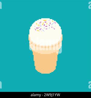 Pixel art gelato. Dolci 8 bit. Illustrazione Vettoriale