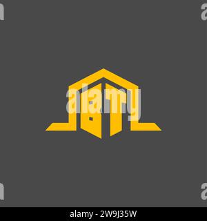 Logo iniziale monogramma BT con idee di design in stile esagonale Illustrazione Vettoriale