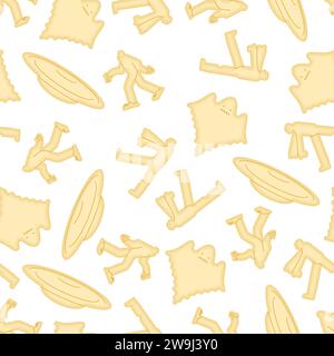 Modello di forma del rompigranella UFO senza cuciture. Monster Cookies in forma di zombie mostri e ornamenti yeti. Sfondo fantasma Cracker Illustrazione Vettoriale