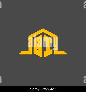 Logo iniziale BIMONOGRAMMA con idee di design in stile esagonale Illustrazione Vettoriale