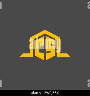 Logo iniziale del monogramma CS con idee di design in stile esagonale Illustrazione Vettoriale
